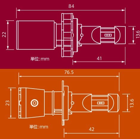 H7バルブの２タイプの画像