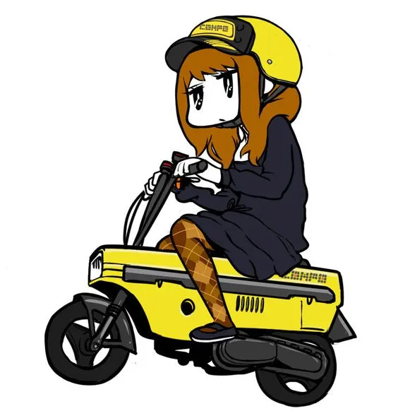 小排気量バイクに乗る女の子のイラスト画像
