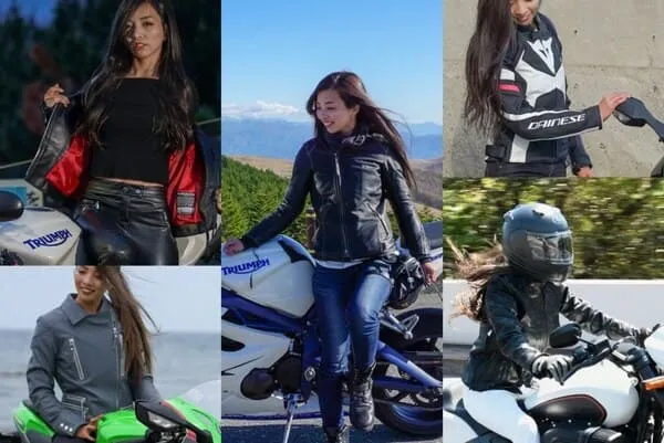 色々なバイクウェアを着る女性の画像
