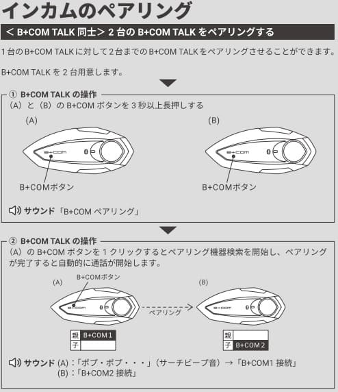 B+COM TALKのペアリング説明画像